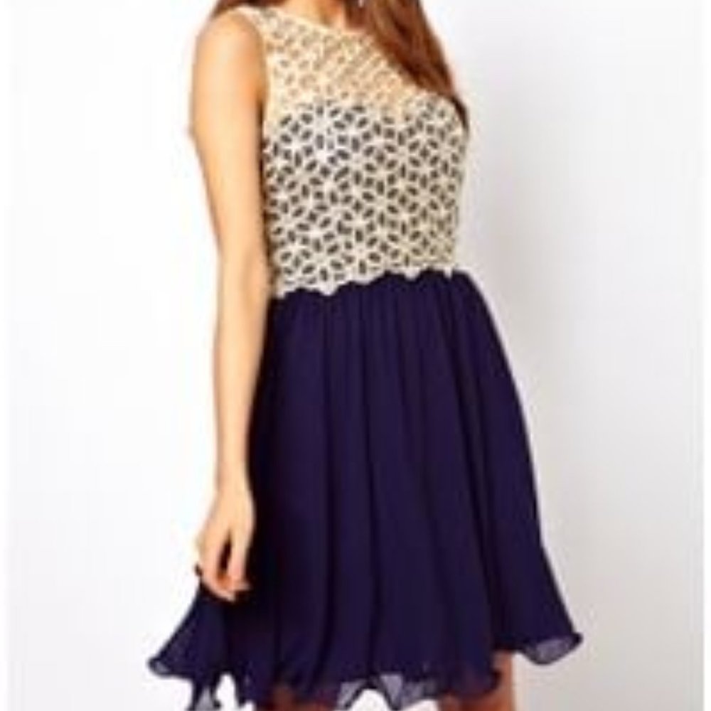 Little Mistress lace broderie prom dress